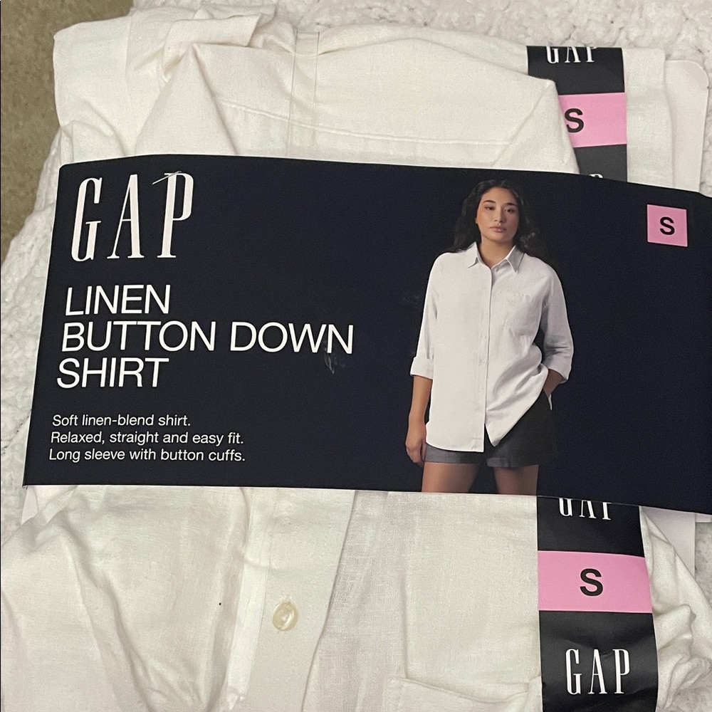 GAP White Linen Blend Button Down Shirt Women’s Size Small